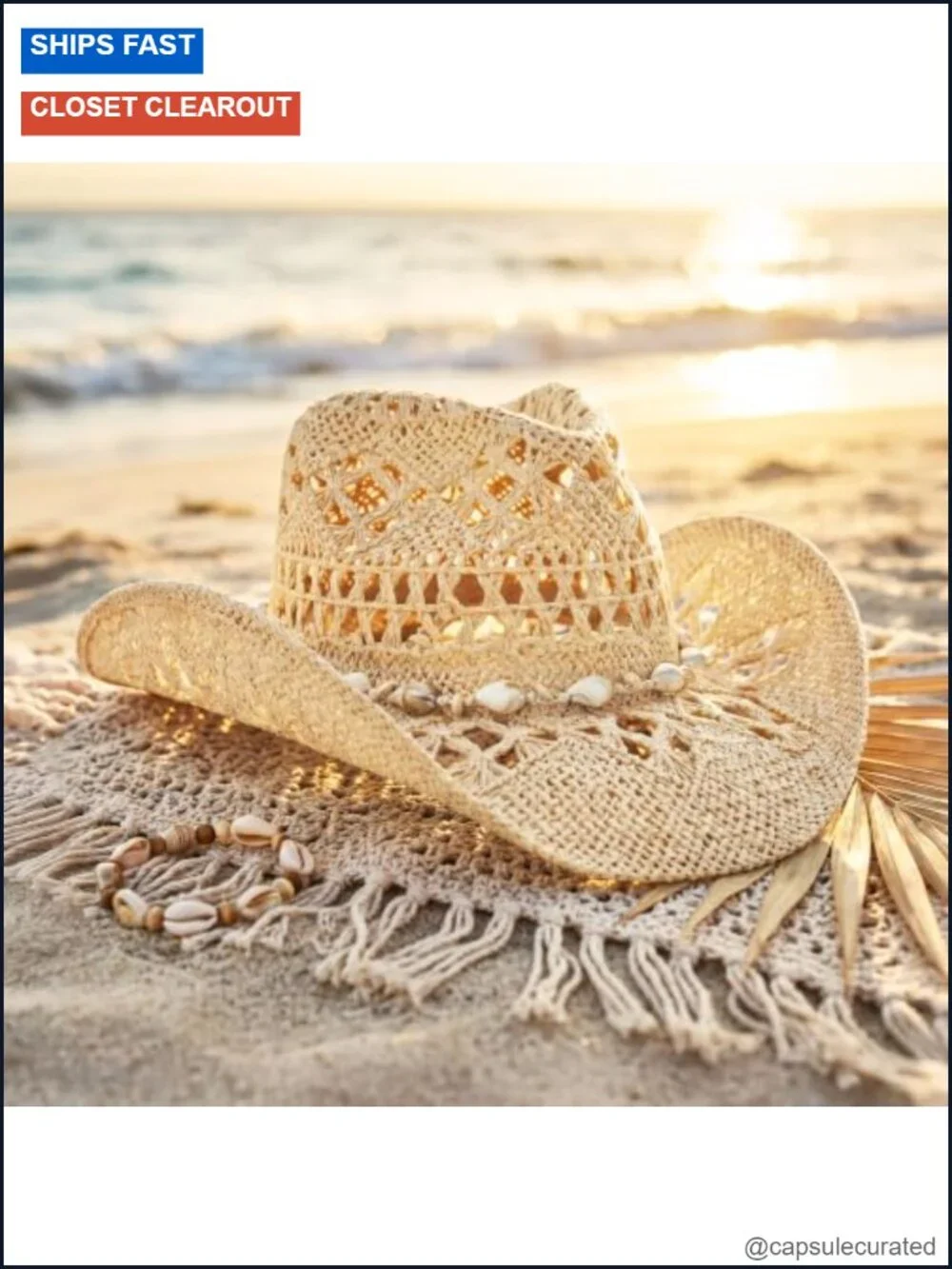 Straw Teardrop Cowboy Hat with Western Hatband